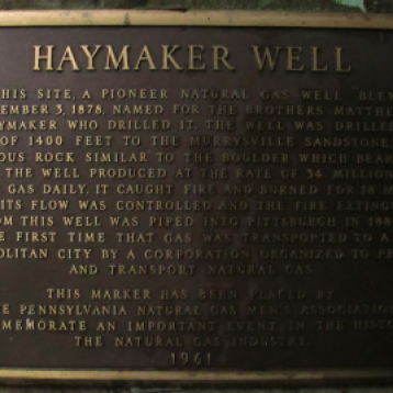 The Haymaker Gas Well marker. The reason the rail line was built.